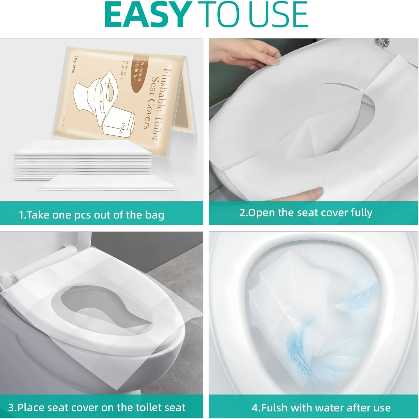 10 عبوات من أغطية مقاعد المرحاض القابلة للتصرف - ملحقات السفر والتخييم الأساسية. #4