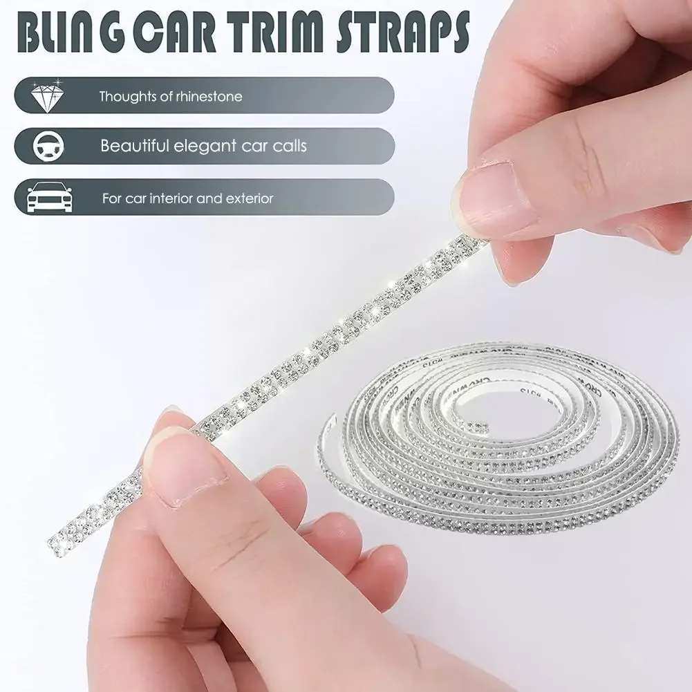 5mmx5m Car Decorative Stickers Auto Crystal Diamond DIY Girls Car Decoration Accessories Stickers Auto Interior Cover Car B L9M0