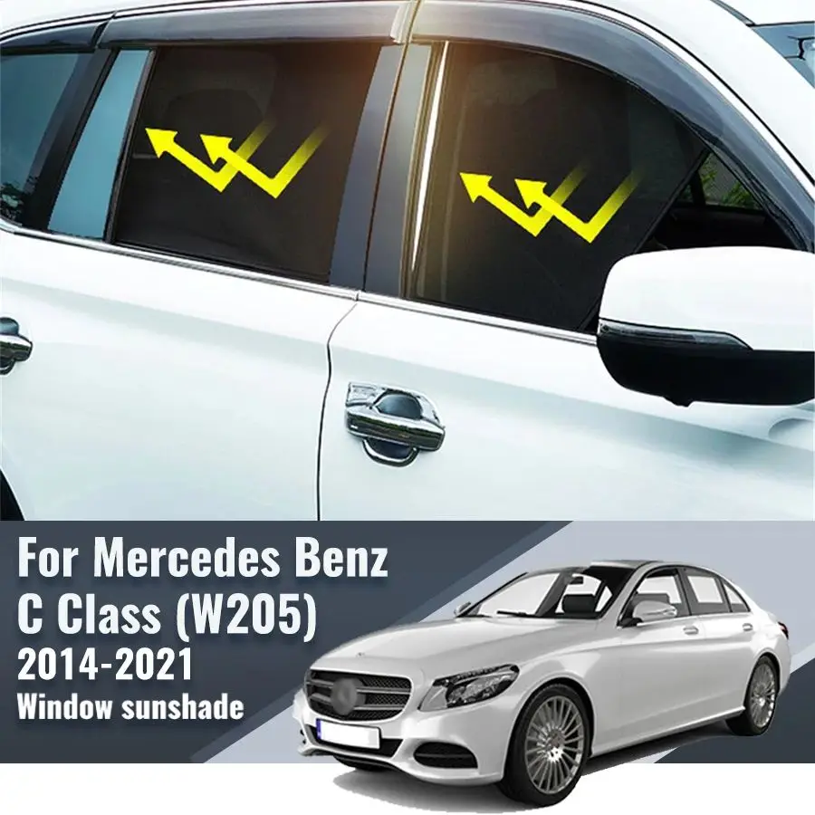 For Mercedes Benz C Class W205 Sedan 2015-2021 Rear Side Window Sun Shade Car Sunshade Front Windshield Mesh Curtain