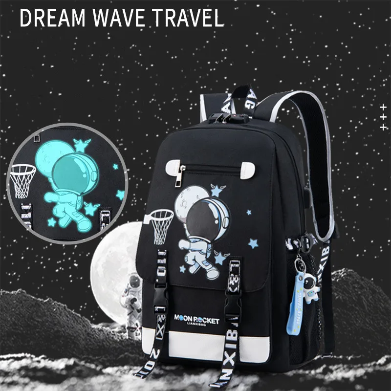 Mochila ortopédica con dibujos de astronautas para niños y adolescentes, morral escolar impermeable para Primaria, novedad de 2024