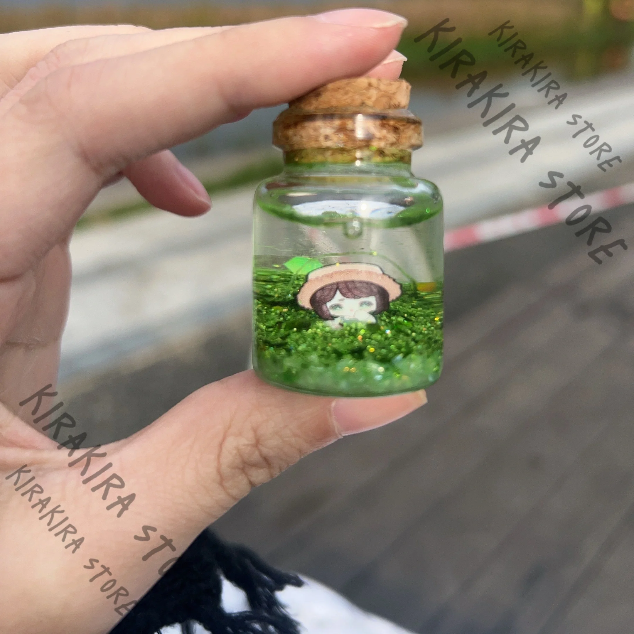 الهوية VEmma وودز البستاني تأثيري الاكريليك الرمال المتحركة متمنيا زجاجة المفاتيح كيرينغ قلادة تمثال التميمة #2