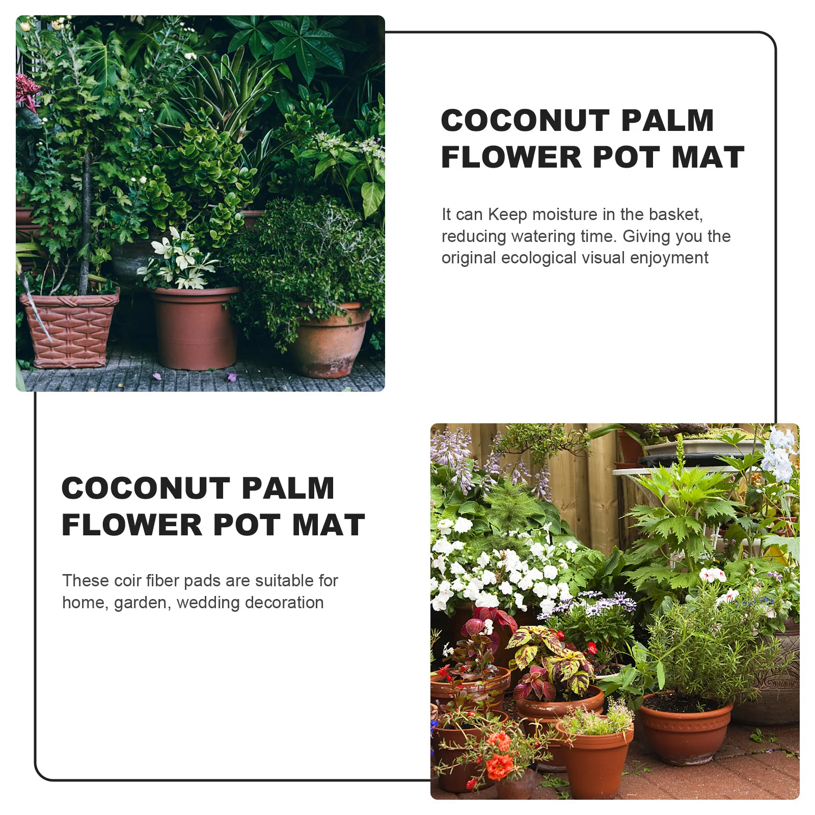 

4pcs Coconut Fiber Mats Durable Garden Anti-Grass Pads Round Design Plant Protection Cushions Flowerpot Supplies