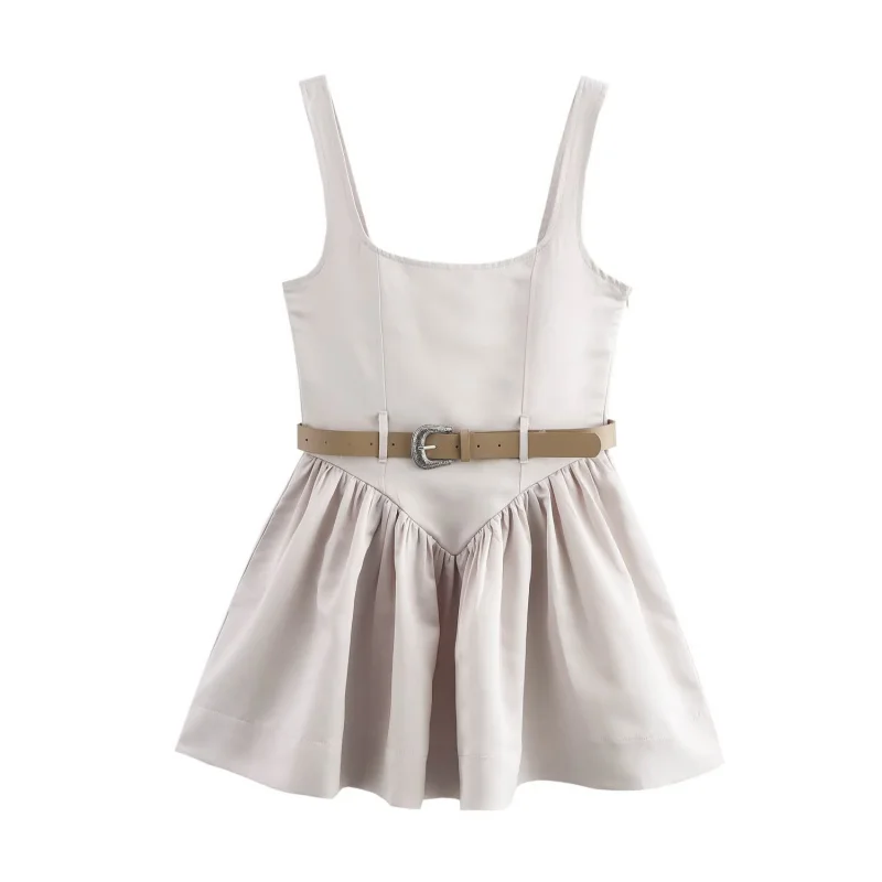 

Zar spring new women's style French fashion design with belt dress 218032