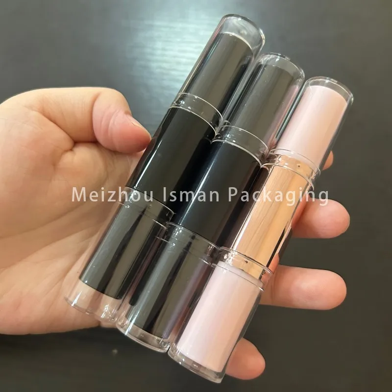 50Pcs 2 in 1 Rose Gold Lipstick Lip Oil Packaging Container Black Double Head Two Sided Dual Lipstick Lipgloss Tube 10ml 4ml