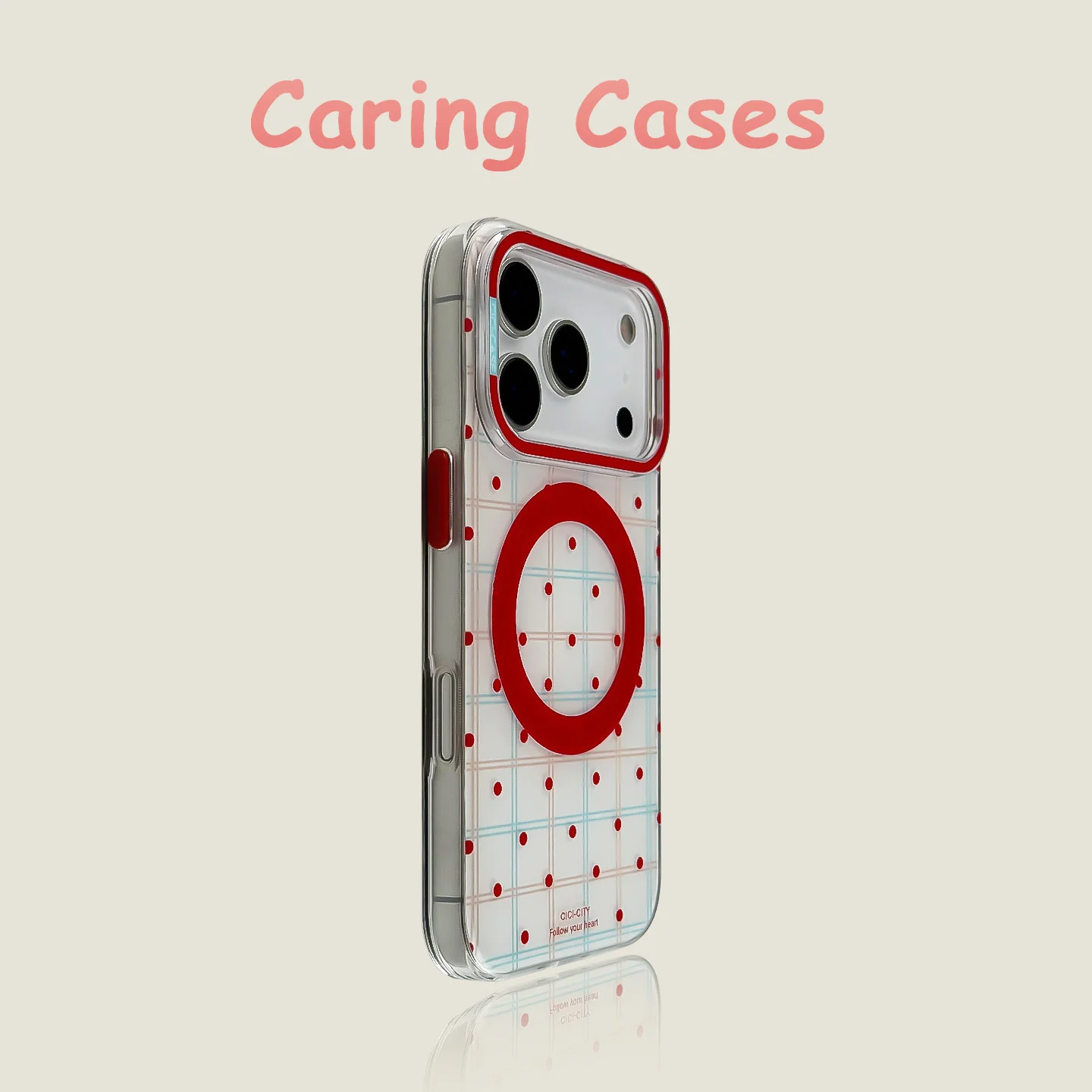 

For iPhone 17 Pro Max Case Red Polka Dot Magnetic Clear Camera Guard Compatible with iPhone 16 15 14 13