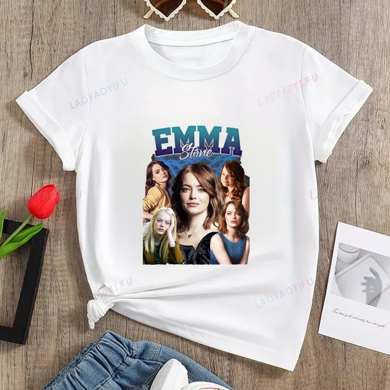 Emma Stone Classic Poster Print Fashion Shirt, Unisex Casual Streetwear, Spring/summer Quality Cotton Loose T-shirt