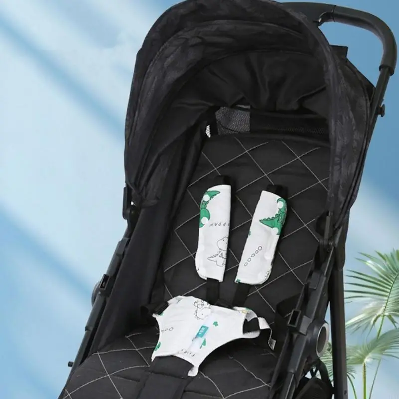 95AE Thoáng Khí Xe Đẩy Cho Bé Dây Yếm Cotton Trẻ Sơ Sinh Mọc Răng Yếm Khăn Cotton Thoải Mái Dây Đeo Vai Đáy Quần Tay