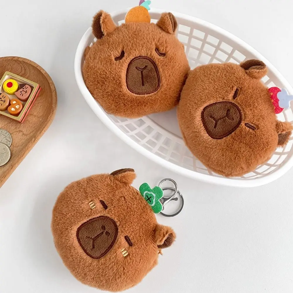 กระเป๋าคลัทช์กระเป๋าใส่บัตรการ์ตูน dompet koin ผลไม้ capybara Plush พวงกุญแจกระเป๋าสไตล์เกาหลีตะเข็บขนาดเล็กถุงเก็บของ