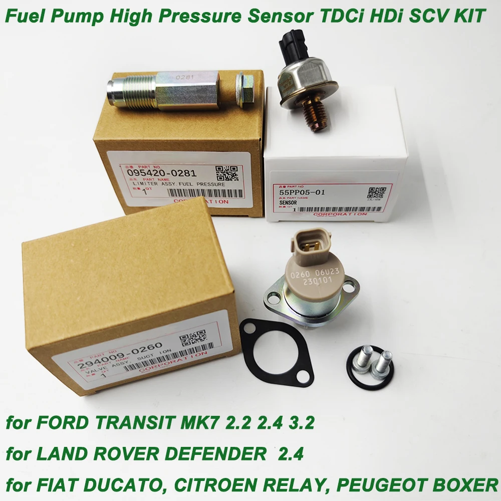 3Pcs High Pressure Sensor TDCi HDi SCV KIT 294200-0360 6C1Q-9H321-AB 55PP05-01 294009-0260 095420-0281 for Transit Fiat Ducato