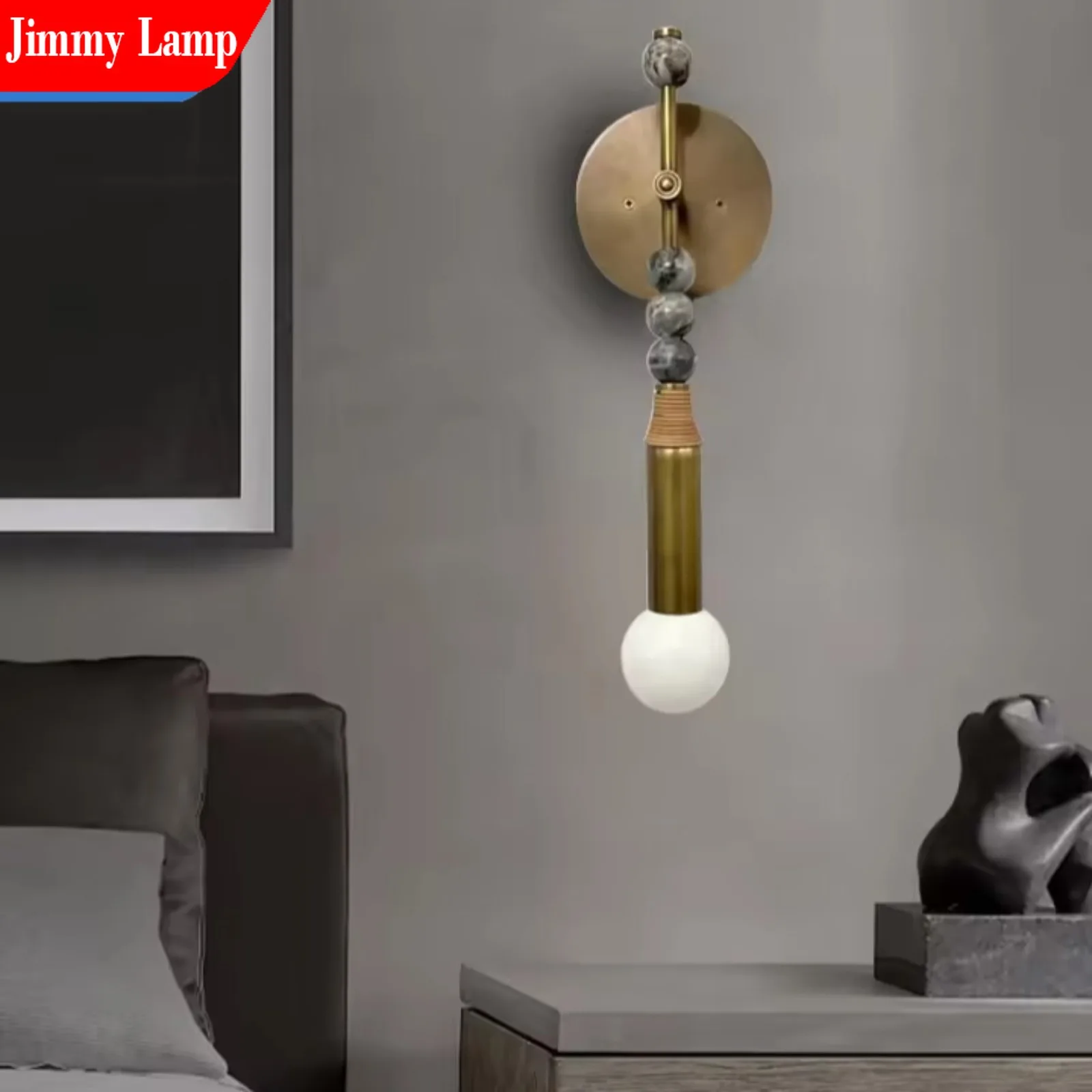 

Nordic Vintage LED Marble Chandelier Wall Lamp Design for Villa Room Staircase Bedroom Bedside Study Interior Lighting Decor
