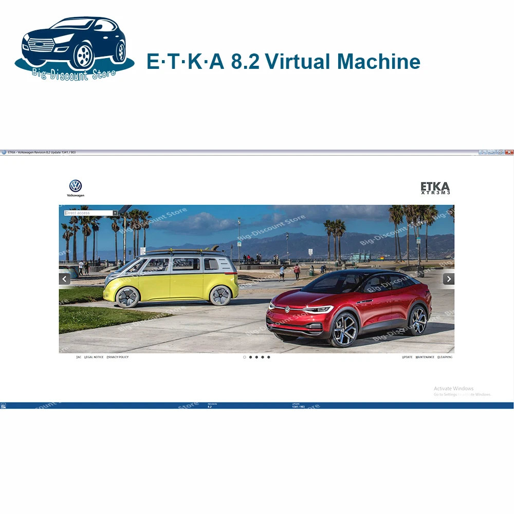 ETKA 8.2 Virtual Machine Version Group Vehicles Electronic Parts Catalogue until 2020 years For V/W+AU/DI+SE/AT+SKO/DA ETK A 8.2