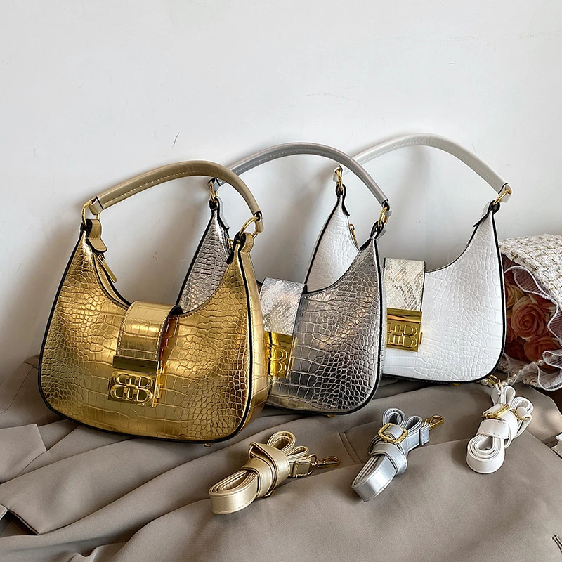 Luxury Alligator Bobos Bag Designer Women Handbag Shinny Rhinestone Shoulder Crossbody Bag Evening Party Bucket Purse 2022