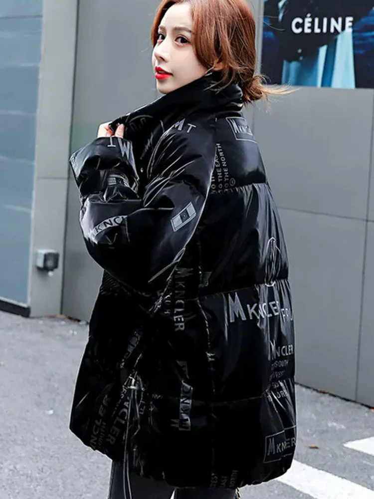 Unten Warme Streetwear Vestes Mock Kragen Baggy Kurze Koreanische Baumwolle Jacken frauen Casual Thicked Mode Lose Chaquetas