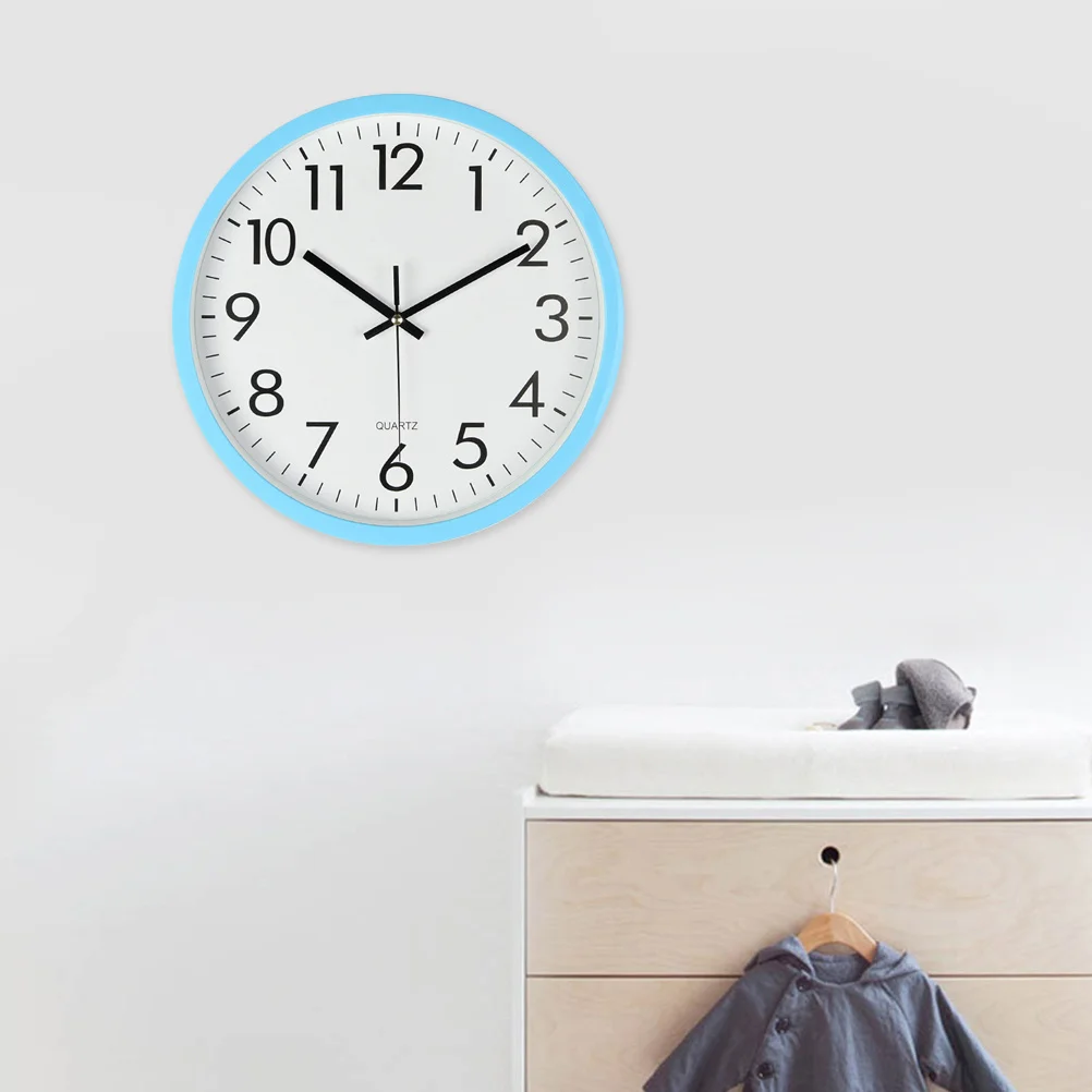 

10inch Wall Hanging Clock Silent Blue Decorative for Bedroom Living Room Kitchen Hallway Wall Hanging Clock
