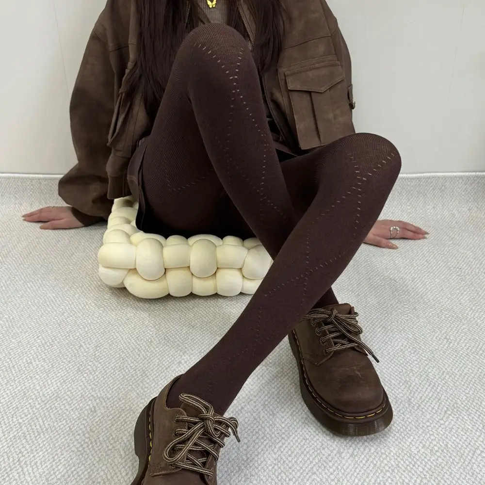 New High Elastic Knitted Jacquard Pantyhose Slim Fit Keep Warm Leggings Tights Autumn Winter