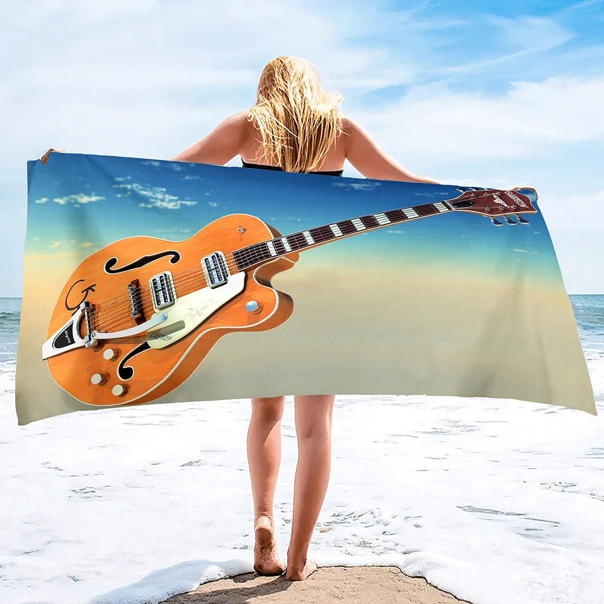 

Lightweight Beach Towels Quick Dry,Guitar Soft Microfiber Sand Free Pool Bath Outdoor Travel for Camping Swimming