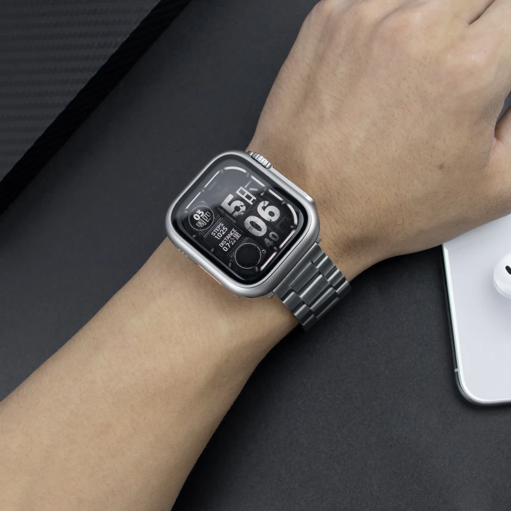 Armband + Gehäuse für Apple Watch Band 46 mm 42 mm 44 mm 45 mm 41 mm Vollständige Abdeckung Metall-Edelstahlband Iwatch Serie 11 10 9 8 7 6 SE 5 – Detail 8