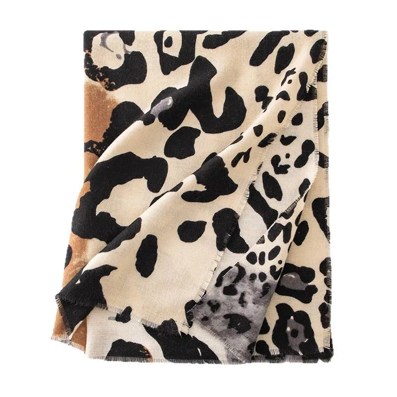 

2025 Cashmere-like Leopard Print Scarf Women -Autumn Winter Thick Warm Shawl Hijab, Versatile Hair Wrap & Fashion Neck Warmer