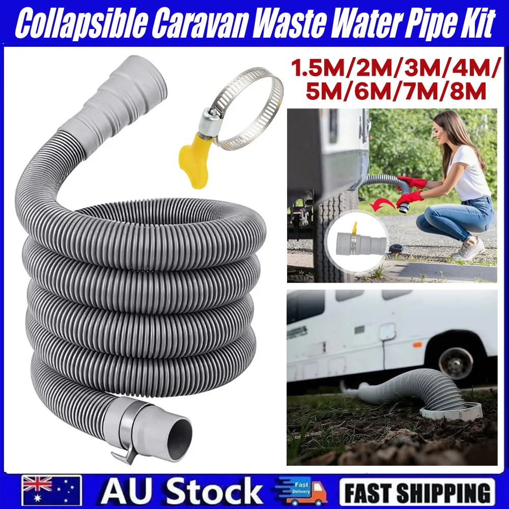 1–8 Meter zusammenklappbarer Wohnmobil-Schlauch, geruchsblockierende Kanalschlauchverlängerung, universeller Ablaufschlauch für Waschmaschinen, Rohre in Militärqualität