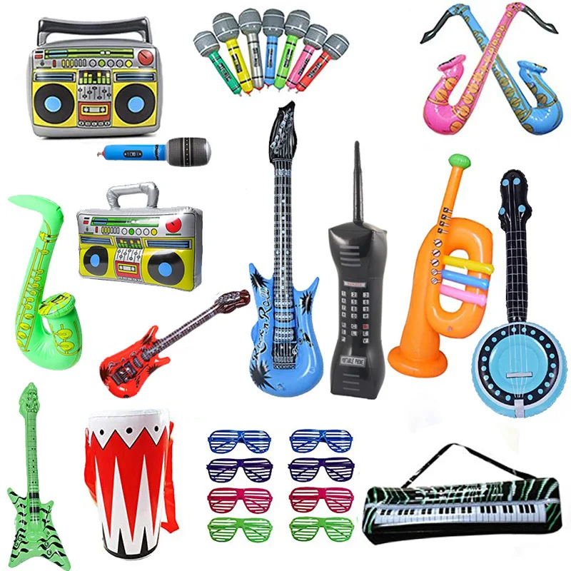 Children's Inflatable Musical Instruments Toy PVC Balloon Guitar Children's Stage Inflatable Props Microphone