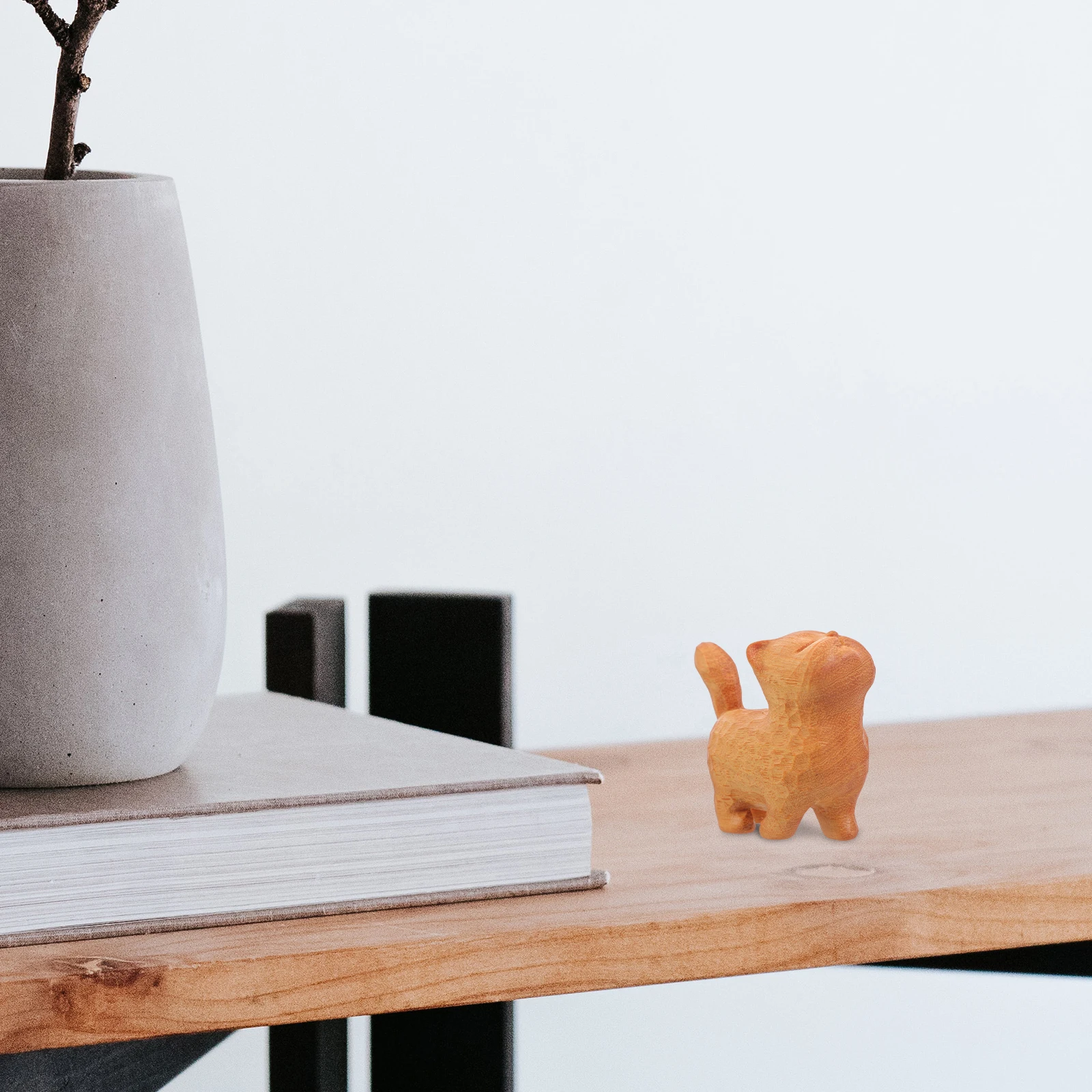 

S Figurine 48x48x25mm Retro Decor Cat Figurine nament Mini Adornment Creative Design Wooden Statue Home Decoration