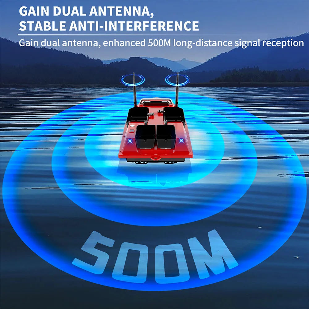 55CM 3KG Loading Independent 4 Hopper High Speed Remote Control Nest Fishing Boat 500M Night Lighting Dual Antenna RC Bait Boat