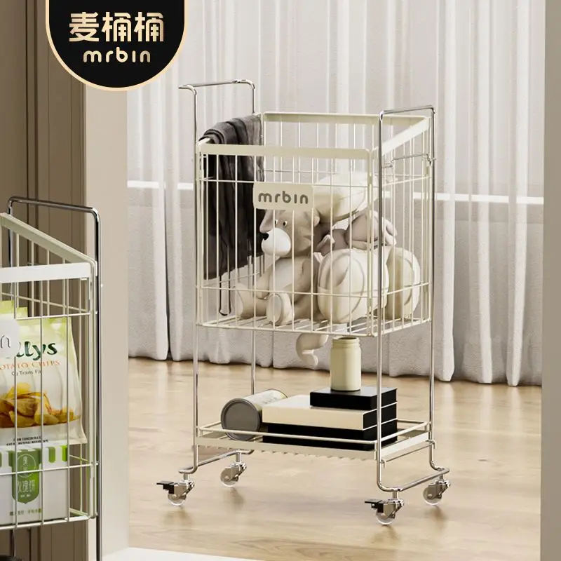 

Removable Trolley Storage Racks Foldable Storage of Snacks and Sundries Organizing Iron Office File Racks Laundry Baskets