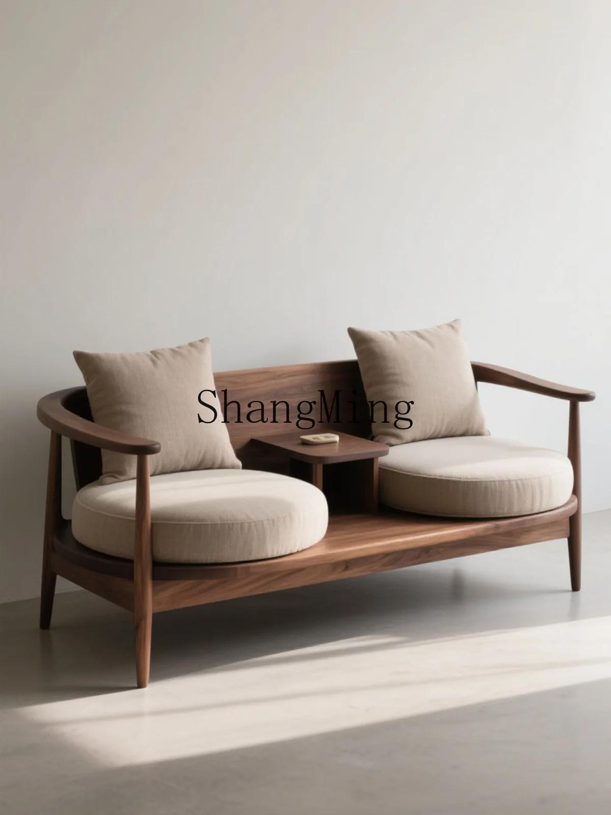 

ZYY black walnut solid wood double one-piece chair new Chinese simple fabric chaise longue