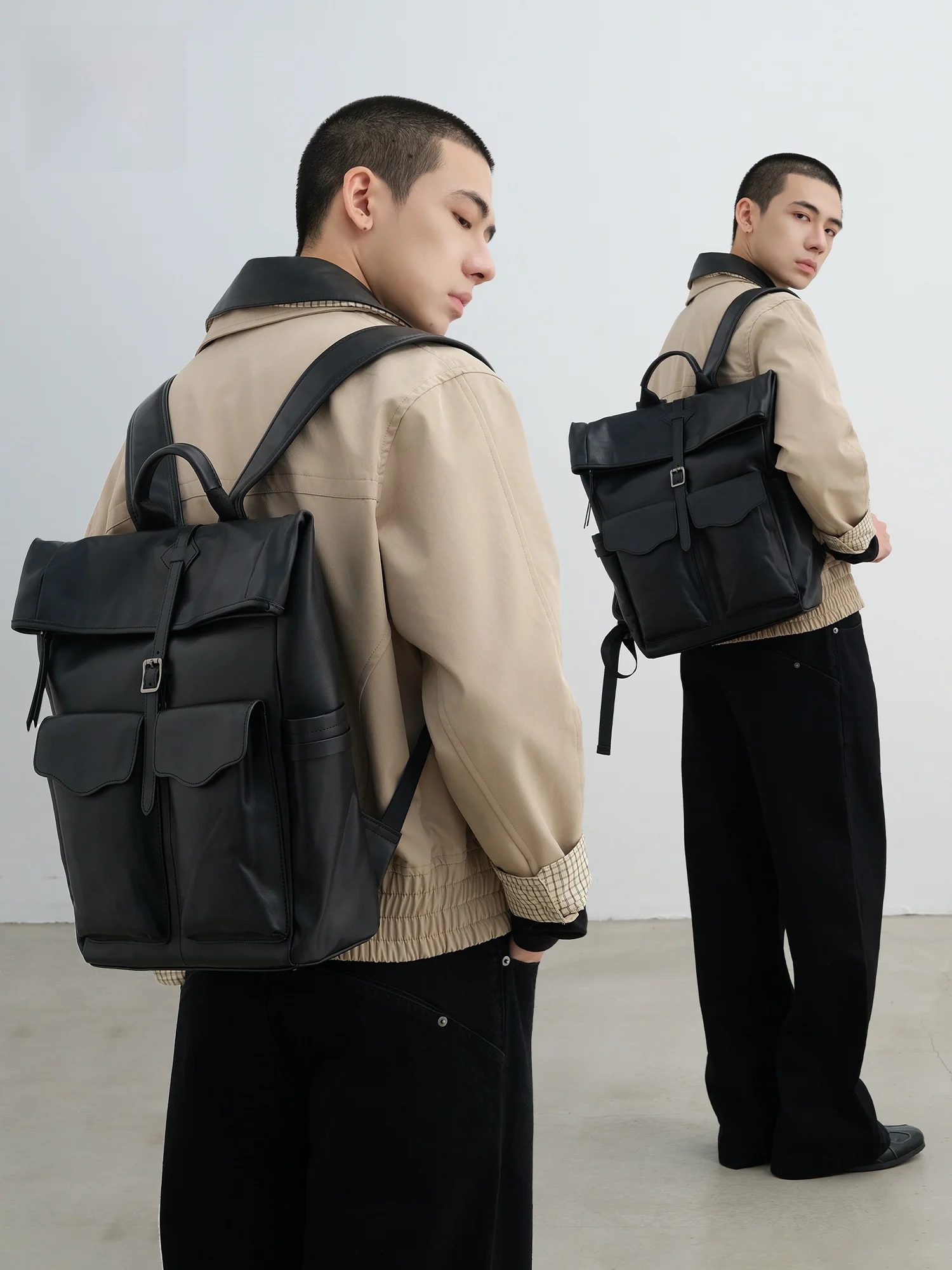 

Retro Casual Large Capacity Leather Shoulder Bag Unisex Cowhide Commuter Backpack SFREEYA Brand Youth Pure Color Leisure