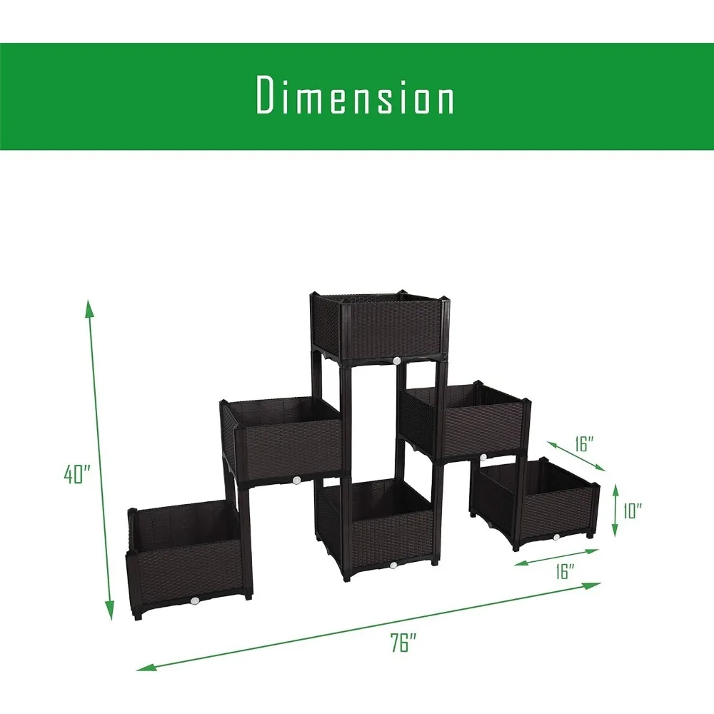 Planter Raised Beds - Garden Box with Drainage Plug Garden Beds for Vegetable/Flower/Herb Outdoor Standing Beds Gardening Kit