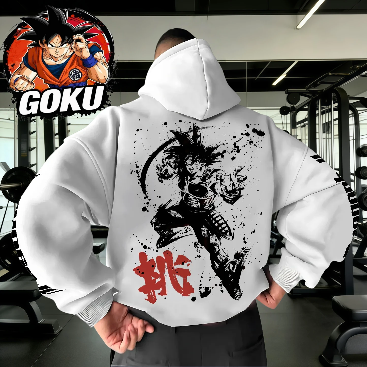 2026 Herbst Winter Dragon Ball Retro Übergroßer Hoodie 100% Baumwolle Goku Tintendruck Fitness Gym Streetwear Unisex Sweatshirt