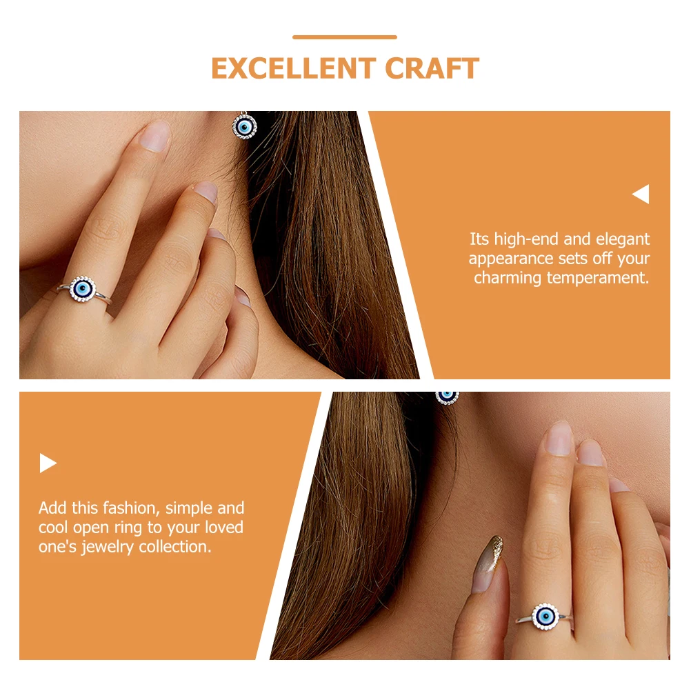 

Evil Eye Ring Adjustable Open Rings for Women Jewelry Fashion Silver 925 Zircon Valentines Christmas Gifts