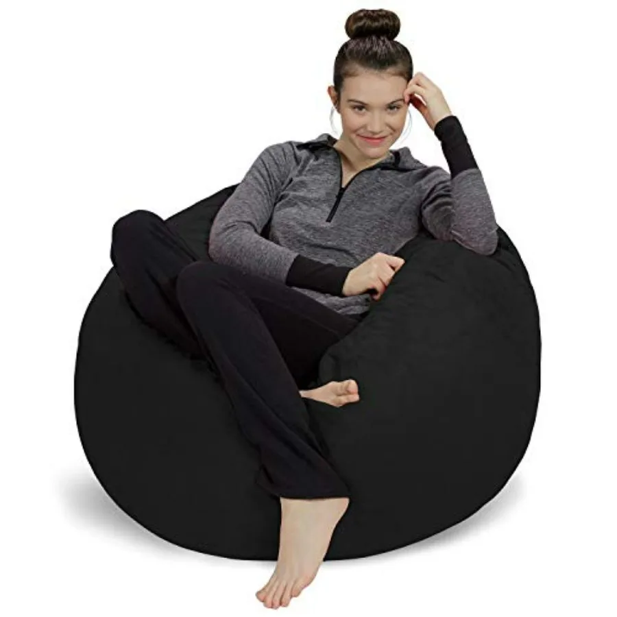 

Bean Bag Chair Plush Ultra Soft Memory Foam Filled with Microsuede Cover Black 3 Feet Dorm Room Furniture and Accessories