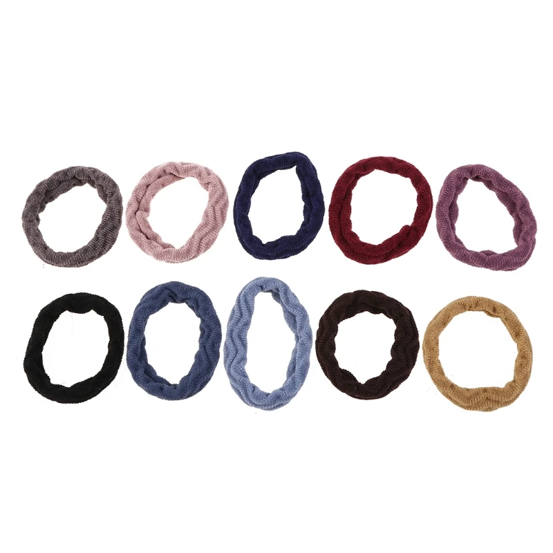 10pcs Elastic Jacquard Large Stretch Hair Ties Hair Bands Ponytail Holders for Women Girls Thick Thick Heavy and Curly Hair