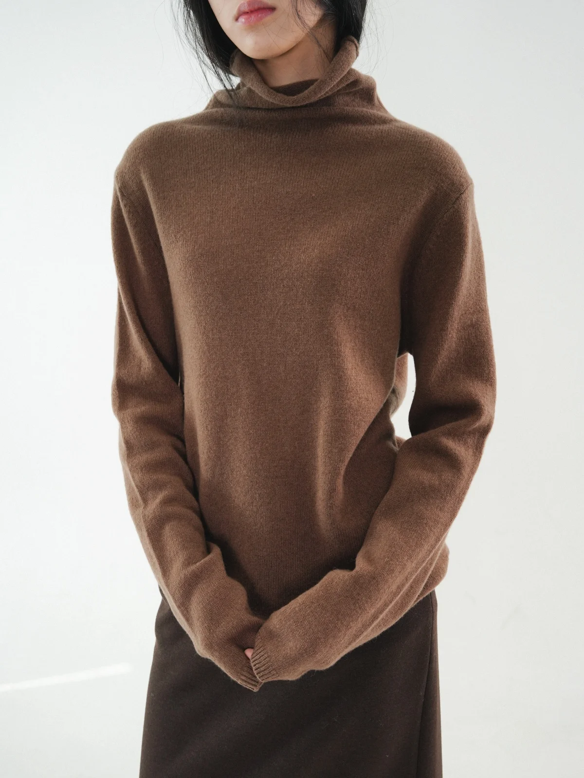 

Женский мягкий шерстяной вязаный топ с высоким воротником Mangdao Moo, 4 цвета, весенняя сезонная одежда, удобный, с длинными рукавами