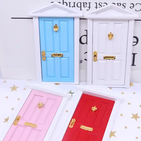 Mini Wooden Elf Door Miniature Simulation Furniture Model Fairy Door Kids Garden Scenes Decoration Dollhouse DIY Accessories