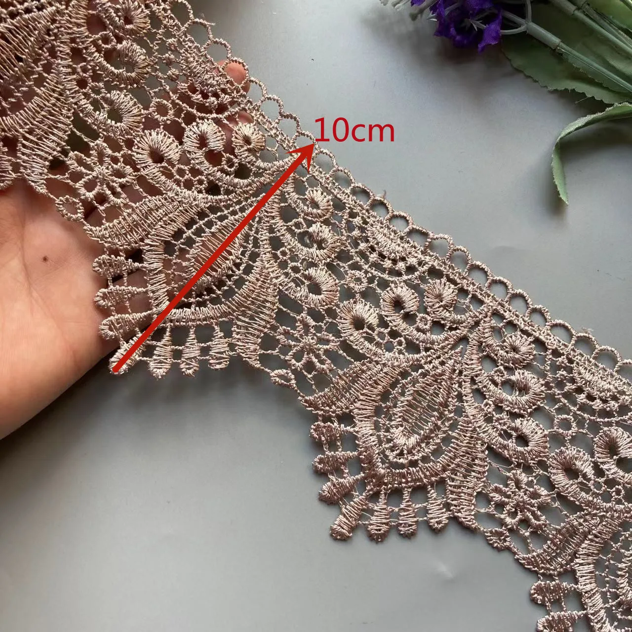 

2 Yards Coffe Embroidered Flower Lace Ribbon Trims for Costumes Sofa Home Textiles Curtain Trimmings Dress Edge Applique 10cm