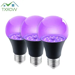 UV Purple Light Bulb A60 12W AC 85-265V PurpleTransparent Cover Hotel Party Ghost House Fluorescent Atmosphere Decoration Light