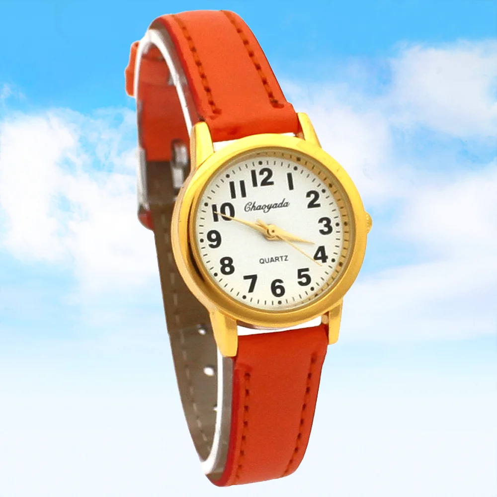 Кожаные кварцевые часы для девочек, милые детские студенческие наручные часы с цифровым циферблатом, детские часы