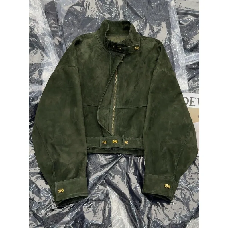 

Korean Retro Solid Color High-end Stand Up Collar Jacket Top 2025 Autumn New Loose and Versatile Casual Coat Female Clothing