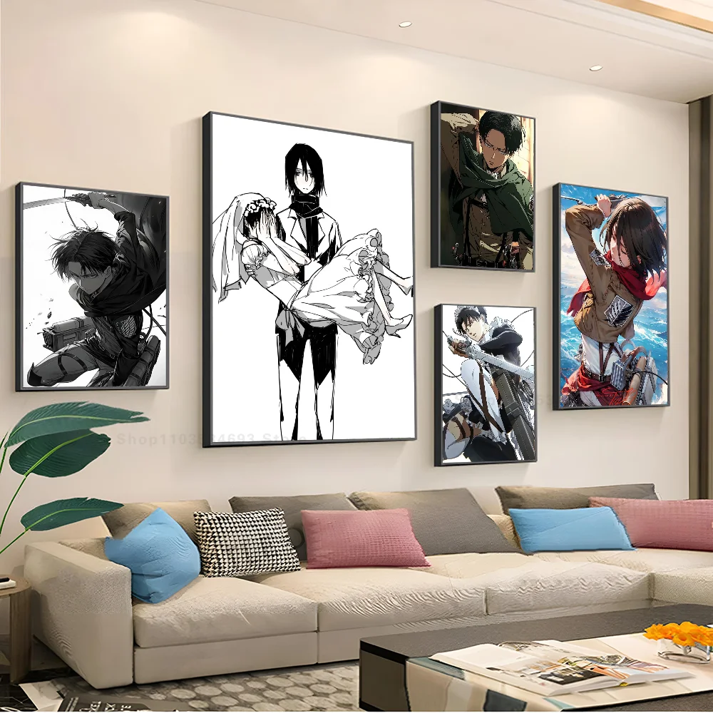 Pegatinas de póster de ataque a los Titanes, murales de pared artísticos, decoración de sala de juegos, regalos, pintura Kawaii HD, coches de gato, 1 unidad