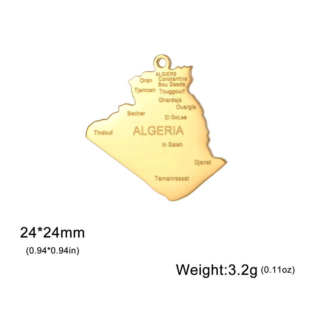 EUEAVAN أفريقيا الجزائر خريطة المعلقات الفولاذ المقاوم للصدأ الكلاسيكية مدينة الجزائر اسم قلادة الأزياء والمجوهرات هدية بالجملة #6