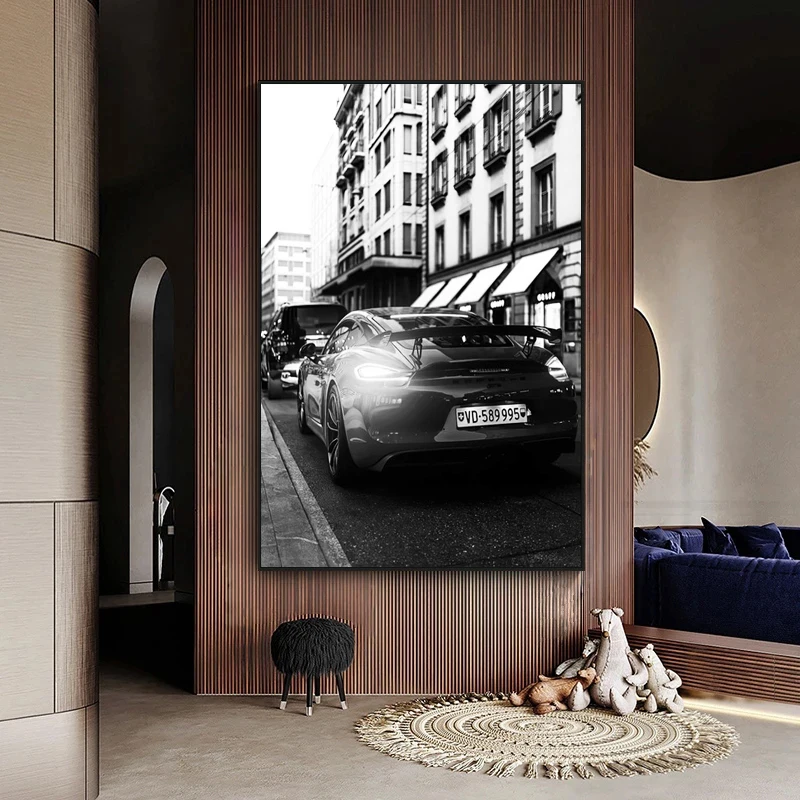 Paris Champs Elysees Street Luxury Racing Art Poster Canvas Painting Modern Nordic Black and White Art Living Room Decoration