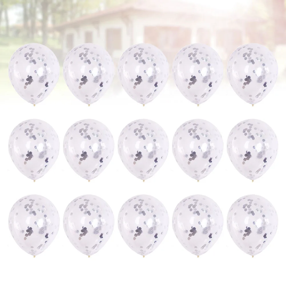 

15Pcs Creative Transparent Confetti Balloons Silver Confetti Latex Balloons Party Decorations Wedding Birthday Festival Supplies
