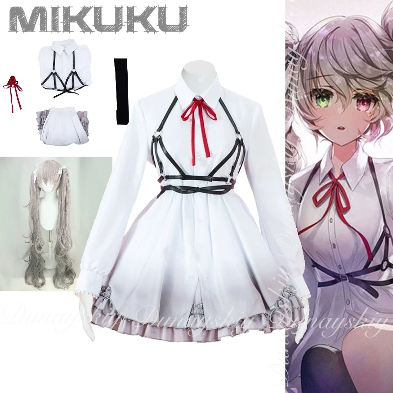 

Project SEKAI: COLORFUL STAGE! feat. Game White Mikuku Cosplay With White Gray Gradients Dress And Wig Cosplay Costume Full Suit