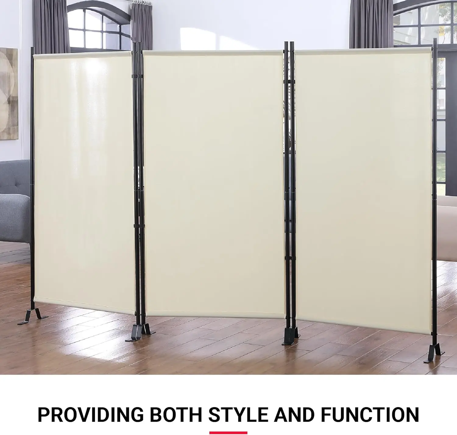 Water Repellent Fabric Room Divider com Black Powder Coated Metal Frame, Seção Galaxy, Indoors produtos