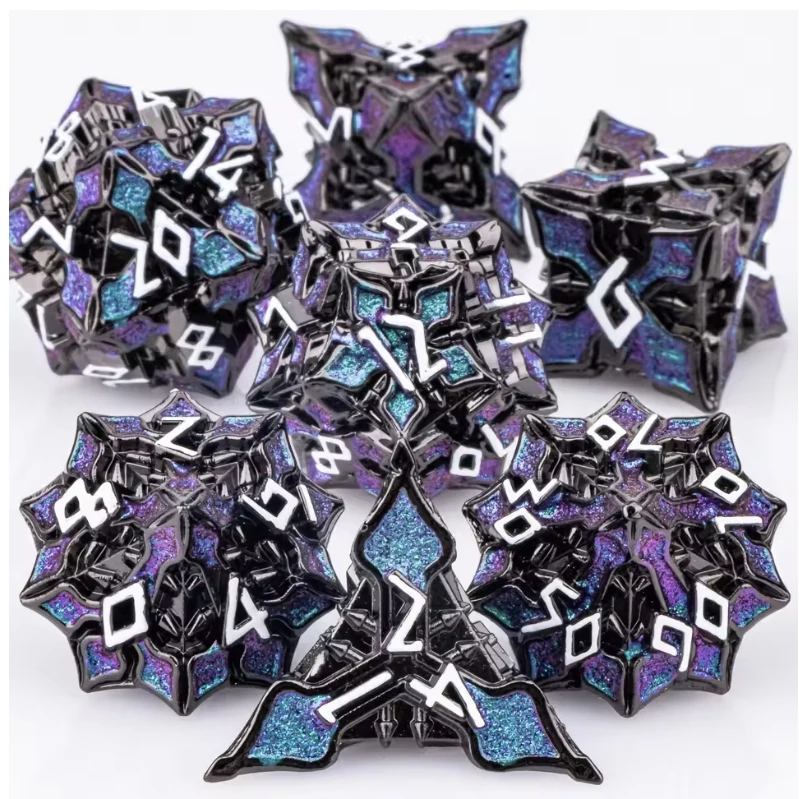 7 قطعة DND مجموعة نرد معدنية MTR نرد متعدد السطوح للزنزانات والتنينات لعب الأدوار ألعاب D & D مجموعة نرد Dnd الهدايا