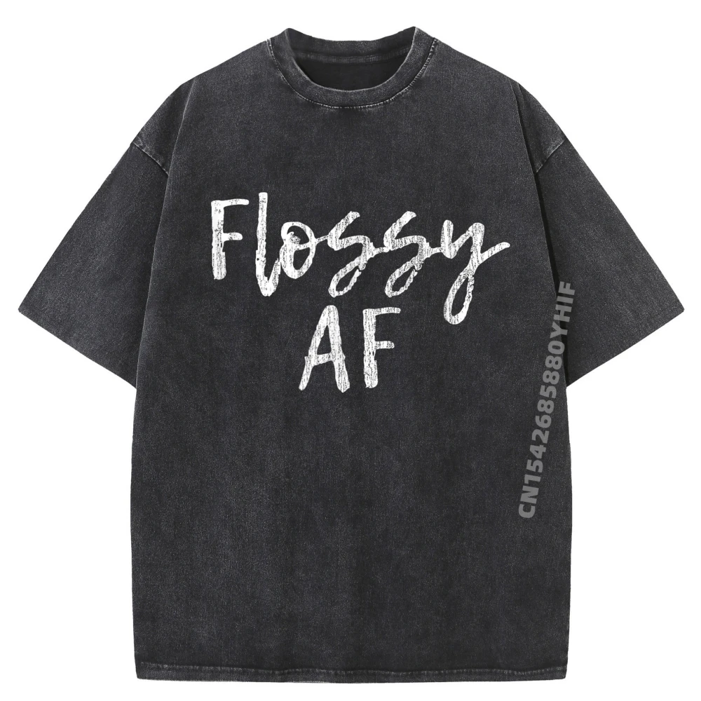 

Mens Printed Tshirt Flossy Af Funny Dentist Tee Harajuku Shirts For Men Graphic Tshirt Men Letter Casual Washed Clothes