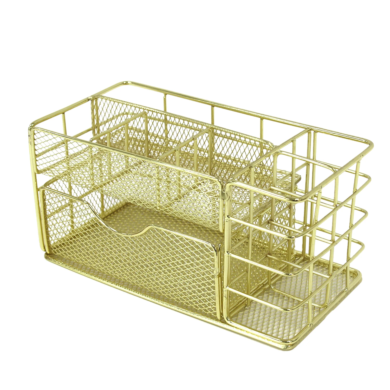 رف ملفات معدني ذهبي نورديك، صندوق درج تخزين سطح المكتب متعدد الطبقات، منظم اللوازم المكتبية، مستندات مستحضرات التجميل والقرطاسية Hol