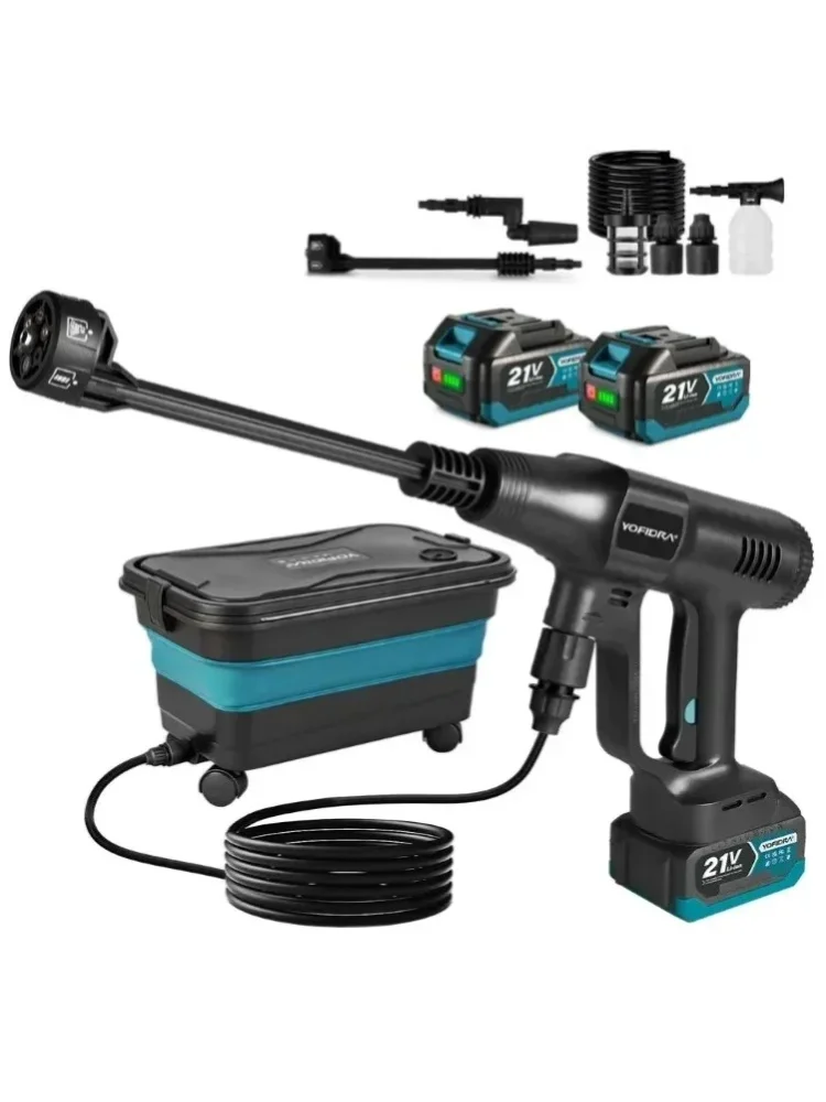 YOFIDRA 200Bar Kabelloser Hochdruckreiniger 6-in-1 Tragbare Autowaschpistole Gartenreiniger Elektrowerkzeug für Makita 21V Akku